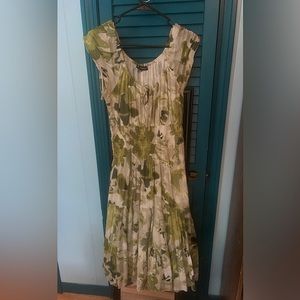 Mid-length green floral dress